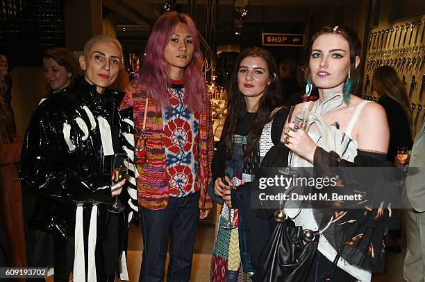 Barbara Grispini, Ryan Lo, Sadie Williams and Claire Barrow attend the launch party hosted by Christopher Bailey and Jefferson Hack to celebrate the...