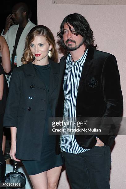 Jordyn Blum and Dave Grohl attend Sony BMG Hosts a Celebration in Honor of its 2007 Grammy Award Nominated Artist at Beverly Hills Hotel on February...
