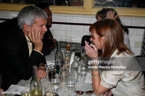 Larry Gagosian and Nicole Miller attend ALEXA RAY JOEL Pre-Concert Dinner at Schillers Liquor Bar on February 28, 2007 in New York City.