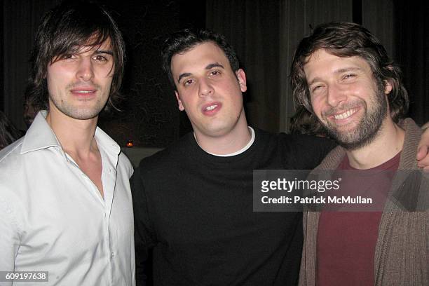 Kane Manera, Daniel Schechter and Bart Freundlich attend THE CINEMA SOCIETY & GQ after party for "ZODIAC" at Soho Grand Hotel on February 28, 2007 in...
