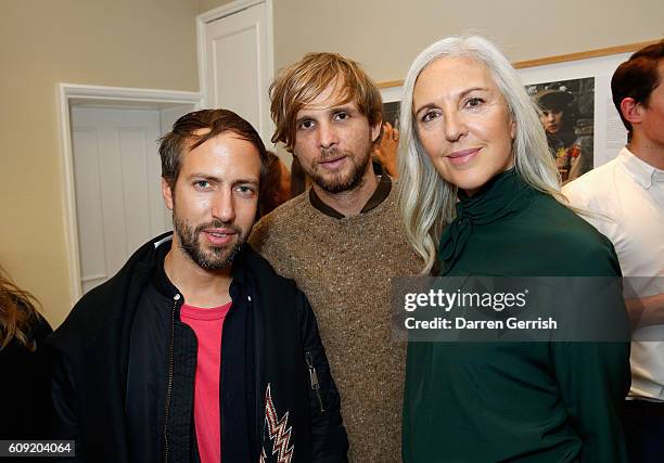 Peter Pilotto, Christopher de Vos and Ruth Chapman attend Vogue Voice of a Century launch at Matches Fashion on September 20, 2016 in London, England.