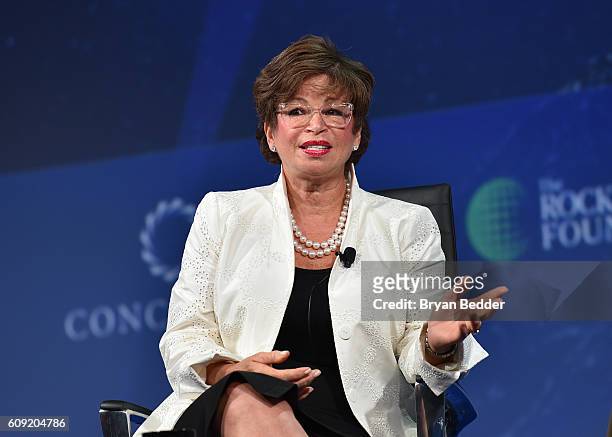 Senior Advisor and Assistant to the President, White House Valerie Jarrett speaks at the 2016 Concordia Summit - Day 2 at Grand Hyatt New York on...