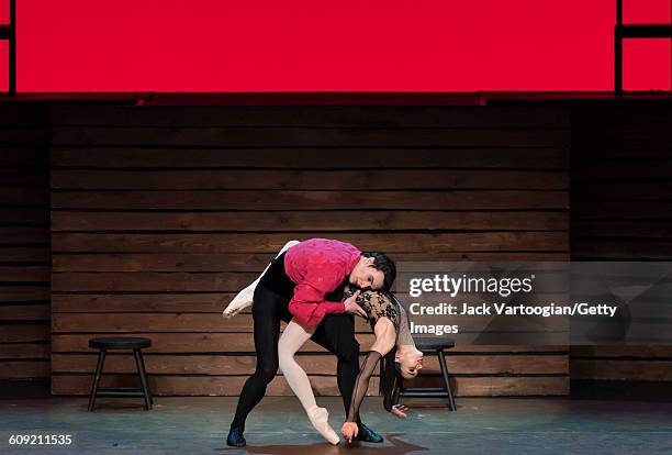 Russian dancers Ivan Oskorbin and Diana Vishneva , both of the Mariinsky Ballet, perform 'Carmen Suite' during 'A Tribute to Maya Plisetskaya' at the...