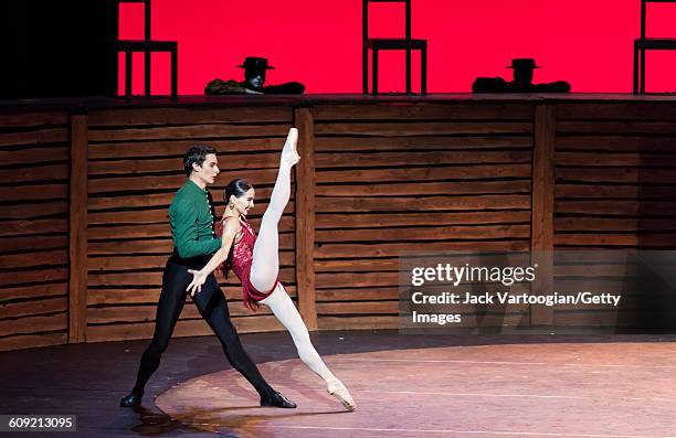 Russian dancers Ivan Oskorbin and Diana Vishneva , both of the Mariinsky Ballet, perform 'Carmen Suite' during 'A Tribute to Maya Plisetskaya' at the...