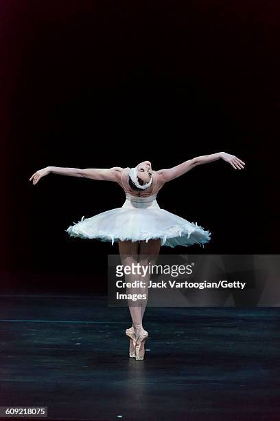 Russian dancer Uliana Lopatkina, of the Mariinsky Ballet, performs 'The Dying Swan' during 'A Tribute to Maya Plisetskaya' at the BAM Howard Gilman...