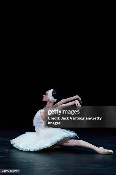 Russian dancer Uliana Lopatkina, of the Mariinsky Ballet, performs 'The Dying Swan' during 'A Tribute to Maya Plisetskaya' at the BAM Howard Gilman...