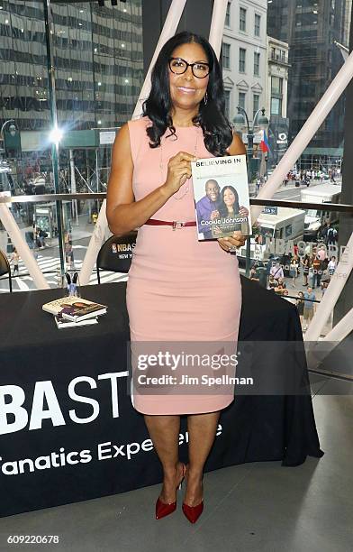 Cookie Johnson signs copies of her new book "Believing in Magic: My Story of Love, Overcoming Adversity and Keeping the Faith" at NBA Store on...