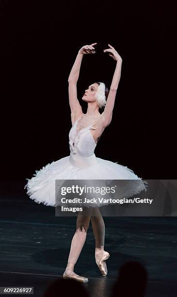 Russian dancer Uliana Lopatkina, of the Mariinsky Ballet, performs 'The Dying Swan' during 'A Tribute to Maya Plisetskaya' at the BAM Howard Gilman...
