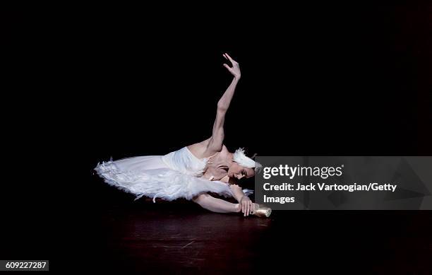 Russian dancer Uliana Lopatkina, of the Mariinsky Ballet, performs 'The Dying Swan' during 'A Tribute to Maya Plisetskaya' at the BAM Howard Gilman...