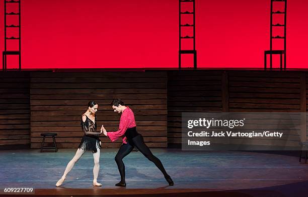 Russian dancers Diana Vishneva and Ivan Oskorbin , both of the Mariinsky Ballet, perform 'Carmen Suite' during 'A Tribute to Maya Plisetskaya' at the...