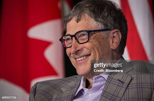 Bill Gates, co-founder of Microsoft Corp., smiles during the Emerging Cascadia Innovation Corridor Conference in Vancouver, British Columbia, Canada,...