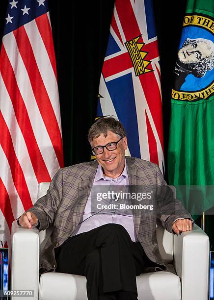 Bill Gates, co-founder of Microsoft Corp., smiles during the Emerging Cascadia Innovation Corridor Conference in Vancouver, British Columbia, Canada,...