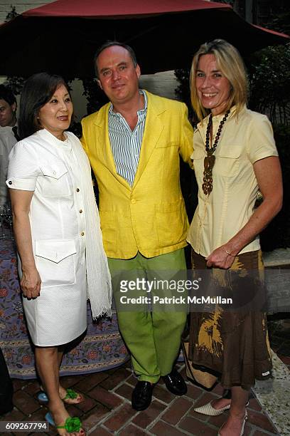 Cathy Hardwick, Christopher Mason and Pascal Richard attend FIT COUTURE COUNCIL Cocktail Party at Charlotte Moss Residence on July 25, 2007 in New...