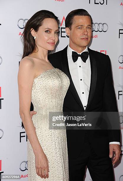 Angelina Jolie and Brad Pitt attend the premiere of "By the Sea" at the 2015 AFI Fest at TCL Chinese 6 Theatres on November 5, 2015 in Hollywood,...