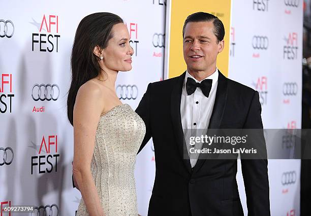 Angelina Jolie and Brad Pitt attend the premiere of "By the Sea" at the 2015 AFI Fest at TCL Chinese 6 Theatres on November 5, 2015 in Hollywood,...