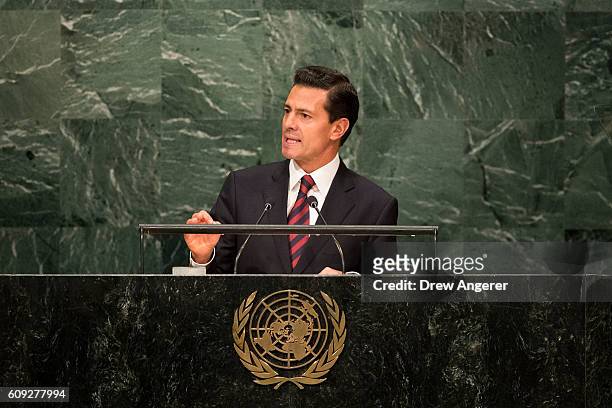 President of Mexico Enrique Pena Nieto addresses the United Nations General Assembly at UN headquarters, September 20, 2016 in New York City....