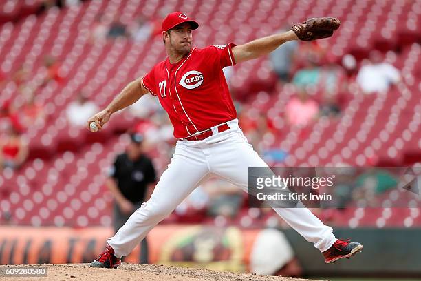 Ross Ohlendorf of the Cincinnati Reds throws a pitch during the game against the Pittsburgh Pirates at Great American Ball Park on September 17, 2016...