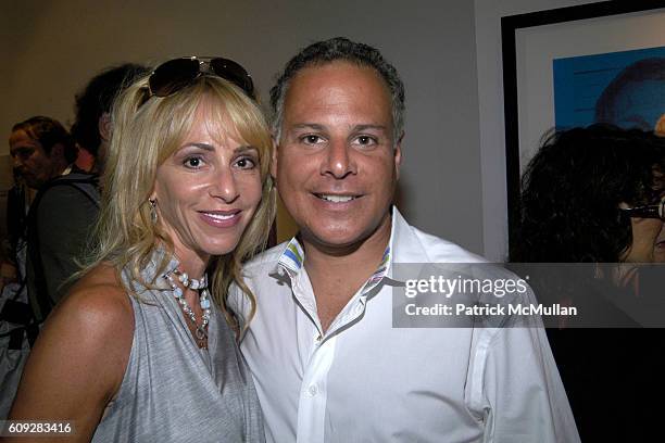 Gale Fox and Dr. Steven Greenberg attend RUSSELL YOUNG OPENING HOSTED BY KELLY RIPA AND MARK CONSUELOS at Keszler Gallery on July 14, 2007 in South...