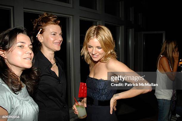 Sara Switzer, Sandra Bernhard and Sienna Miller attend THE CINEMA SOCIETY and DIOR BEAUTY after party for "INTERVIEW" at Soho Grand Hotel on July 11,...
