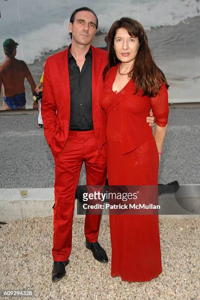 Paolo Canevari and Marina Abramovic attend VOOM Zoo The14th Annual WATERMILL CENTER Summer Benefit at The Watermill Center on July 28, 2007 in...