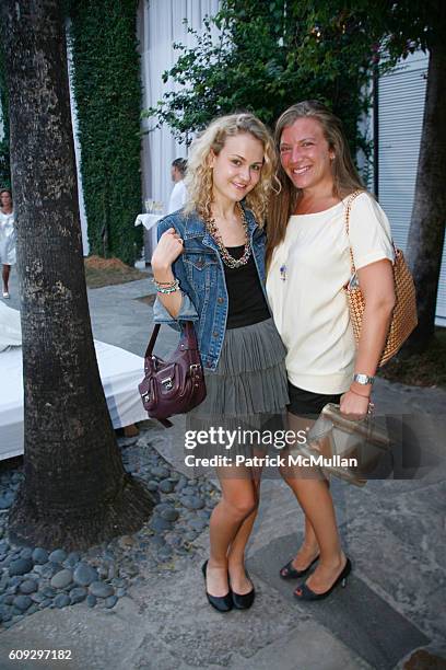 Mary Kate Steinmiller and Nola Weinstein attend Launch of Diane von Furstenberg Soleil Swim and Beach Collection at The Delano on July 13, 2007.