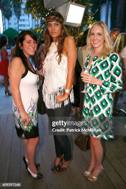 Ali Samek, Jilian Sanz and Jacky Lewis attend Launch of Diane von Furstenberg Soleil Swim and Beach Collection at The Delano on July 13, 2007.