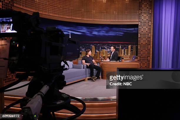 Episode 0537 -- Pictured: Actor Mark Wahlberg during an interview with host Jimmy Fallon on September 20, 2016 --