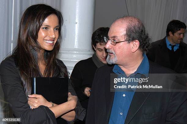 Padma Lakshmi and Salman Rushdie attend IWHC & Glamour Celebrate International Women's Day at Joe's Pub on March 8, 2007 in New York City.