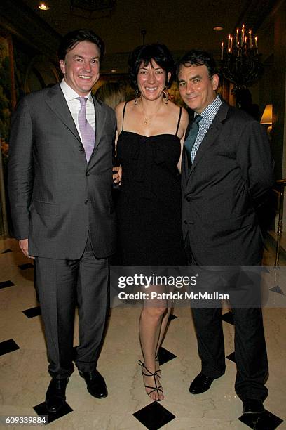 Matthew Doull, Ghislaine Maxwell and Jeffry Leeds attend PEGGY SIEGAL'S Birthday Celebration at Hotel Plaza Athenee on June 26, 2007 in New York City.