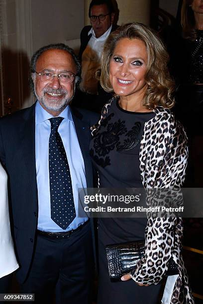 Olivier Dassault and his wife Natacha attend the Charity Dinner to Benefit 'Claude Pompidou Foundation' following the "Cezanne et Moi" movie...