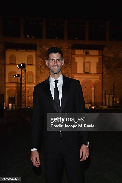 Novak Djokovic attends the Milano Gala Dinner benefitting the Novak Djokovic Foundation presented by Giorgio Armani at Castello Sforzesco on...