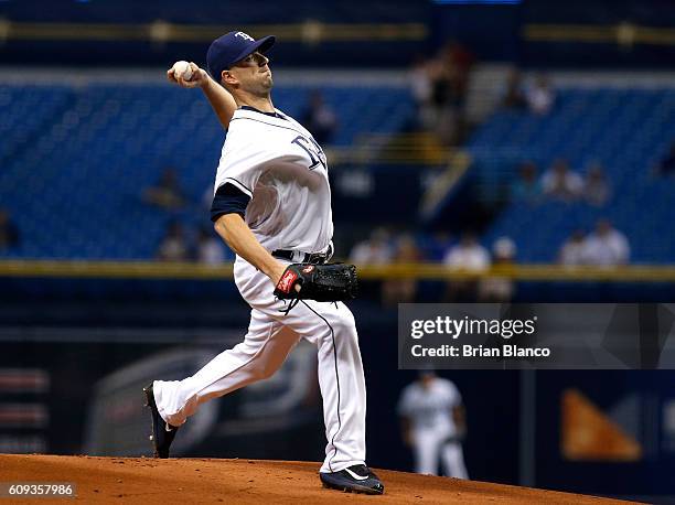 Drew Smyly of the Tampa Bay Rays pitches during the first inning of a game against the New York Yankees on September 20, 2016 at Tropicana Field in...