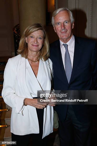 Michel Barnier and his wife Isabelle attend the Charity Dinner to Benefit 'Claude Pompidou Foundation' following the "Cezanne et Moi" movie Premiere....