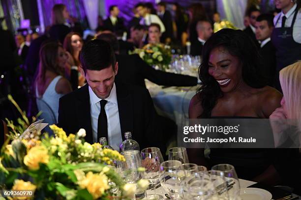 Novak Djokovic and Serena Williams attend the Milano Gala Dinner benefitting the Novak Djokovic Foundation presented by Giorgio Armani at Castello...