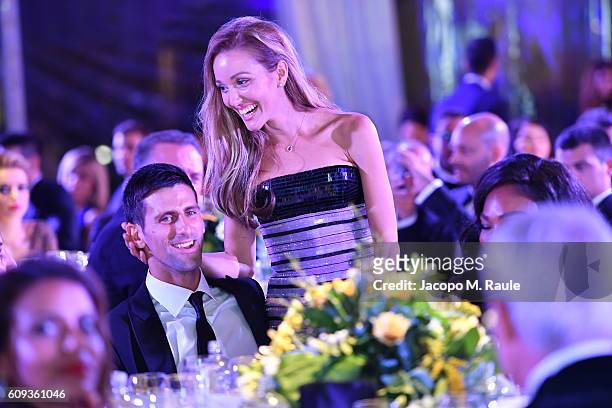 Novak Djokovic and Jelena Djokovic attend the Milano Gala Dinner benefitting the Novak Djokovic Foundation presented by Giorgio Armani at Castello...