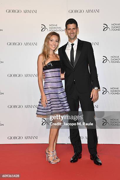 Jelena Djokovic and Novak Djokovic attend the Milano Gala Dinner benefitting the Novak Djokovic Foundation presented by Giorgio Armani at Castello...