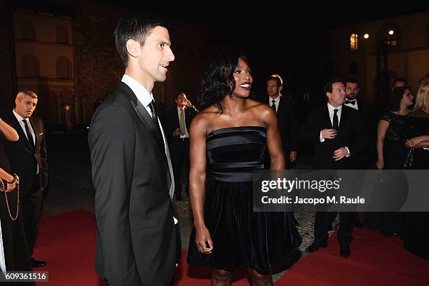 Novak Djokovic and Serena Williams attend the Milano Gala Dinner benefitting the Novak Djokovic Foundation presented by Giorgio Armani at Castello...