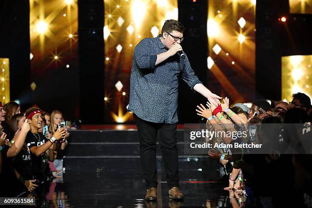 Jordan Smith performs during WE Day Minnesota at Xcel Energy Center on September 20, 2016 in St Paul, Minnesota.