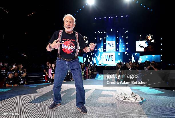 Buzz Aldrin speaks during WE Day Minnesota at Xcel Energy Center on September 20, 2016 in St Paul, Minnesota.