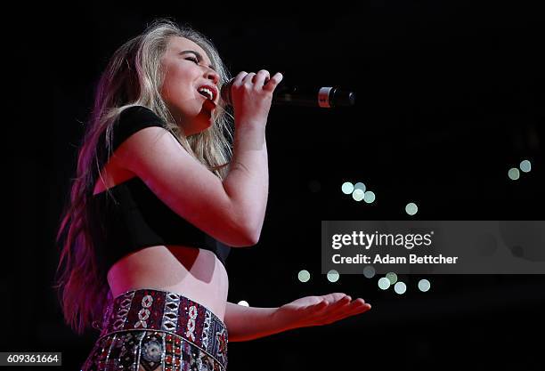 Sabrina Carpenter performs during WE Day Minnesota at Xcel Energy Center on September 20, 2016 in St Paul, Minnesota.