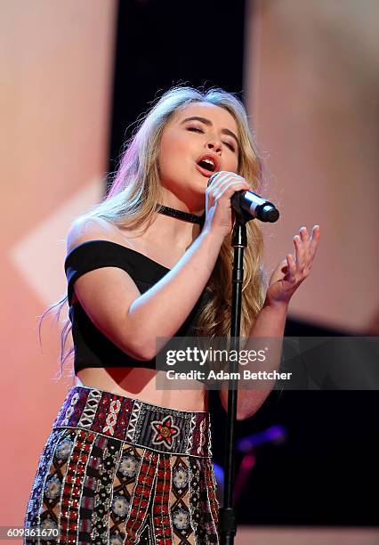 Sabrina Carpenter performs during WE Day Minnesota at Xcel Energy Center on September 20, 2016 in St Paul, Minnesota.