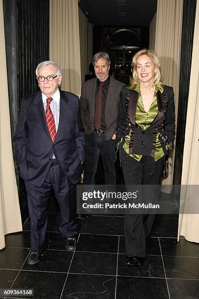 Dominick Dunne, ? and Sharon Stone attend THE CINEMA SOCIETY & CALVIN KLEIN present the After-Party for FACTORY GIRL at Gramercy Park Hotel on...