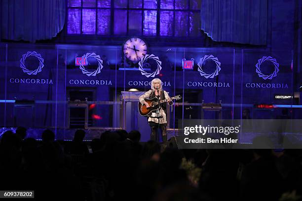 Emmylou Harris performs during 2016 Concordia Summit Awards Dinner at Grand Hyatt New York on September 20, 2016 in New York City.