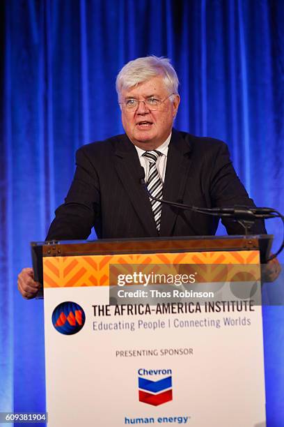 Stephen Hayes speaks onstage during the Africa-America Institute's 2016 Annual Awards Gala at Cipriani 25 Broadway on September 20, 2016 in New York...