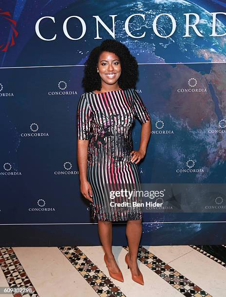 Honoree, Creator, Teen Mom NYC Gloria Malone poses for a photo at the 2016 Concordia Leadership Award during 2016 Concordia Summit Awards Dinner at...