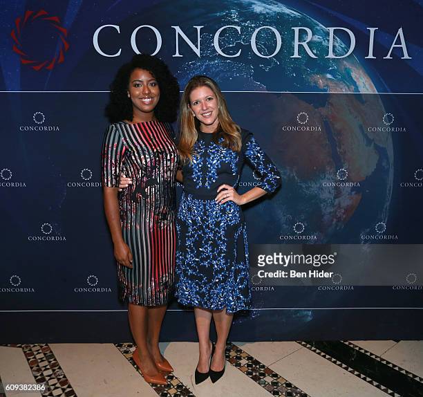 Honoree, 2016 Concordia Leadership Award winner, Creator, Teen Mom NYC Gloria Malone poses for a photo with Founder and Executive Chairwoman, Seleni...