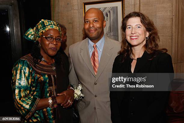 Ousseina Alidou, guest, and Romayne Botti attend the Africa-America Institute's 2016 Annual Awards Gala at Cipriani 25 Broadway on September 20, 2016...
