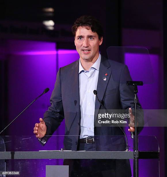 Justin Trudeau, Prime Minister of Canada speaks at HeForShe 2nd Anniversary Reception at Museum of Modern Art on September 20, 2016 in New York City.