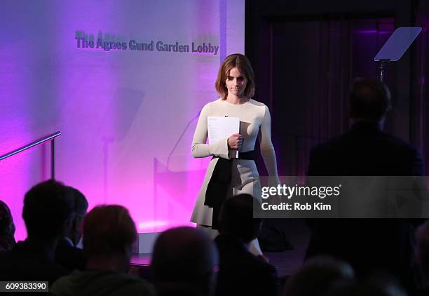 Emma Watson attends the HeForShe 2nd Anniversary Reception at Museum of Modern Art on September 20, 2016 in New York City.