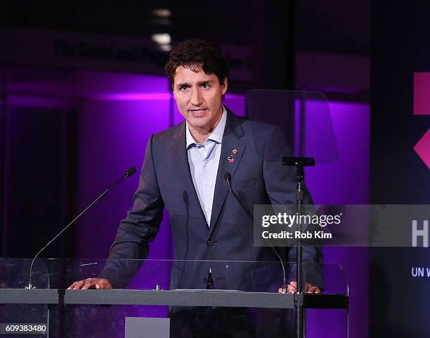 Justin Trudeau, Prime Minister of Canada speaks at HeForShe 2nd Anniversary Reception at Museum of Modern Art on September 20, 2016 in New York City.